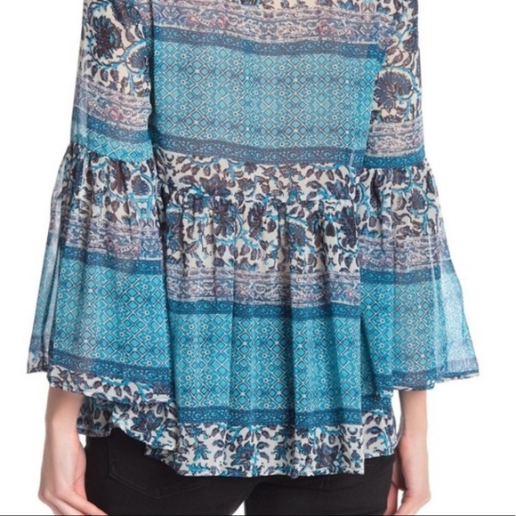 Show Me Your Mumu Blue Waimea Valley Poet Tie Top - Picture 3 of 10